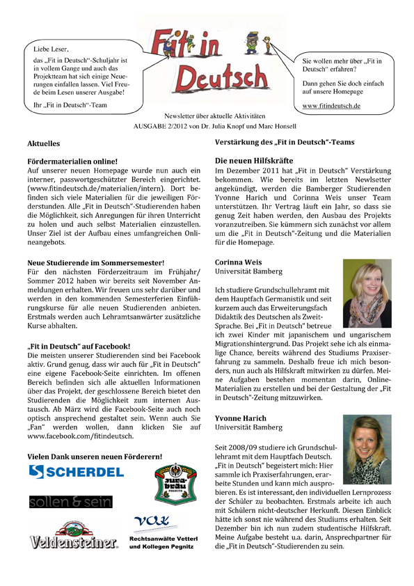 "Fit in Deutsch"-Newsletter Ausgabe 2